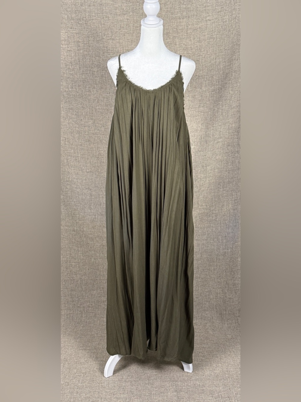 Wishlist Olive Wide-leg Gauzey Jumpsuit